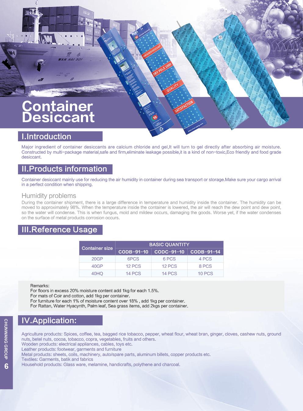 contenidor dessecant container desiccant